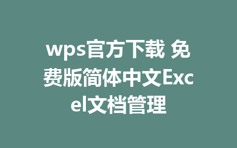 wps官方下载 免费版简体中文Excel文档管理