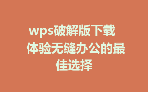 wps破解版下载  体验无缝办公的最佳选择