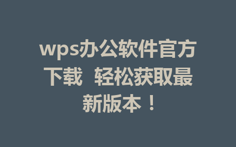 wps办公软件官方下载  轻松获取最新版本！