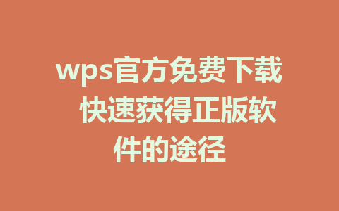 wps官方免费下载  快速获得正版软件的途径