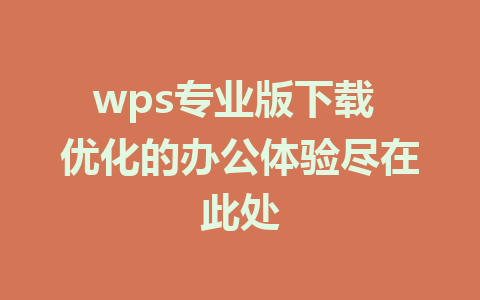 wps专业版下载 优化的办公体验尽在此处